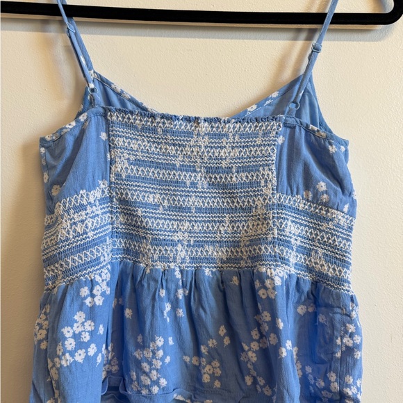 Jack Wills Cottage Core UK Costal Blue Floral Smocked Peplum Camisole Size XS - Picture 4 of 6